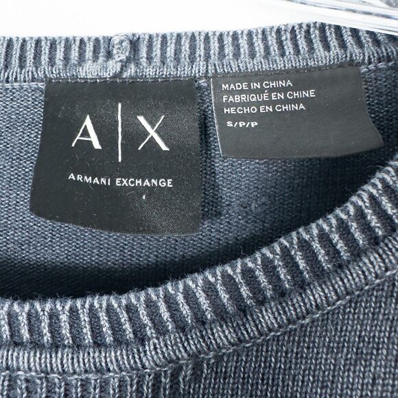 Armani Exchange Cotton Crew Neck Knit Pullover Sweater Mens Small Blue Gray - Picture 3 of 13